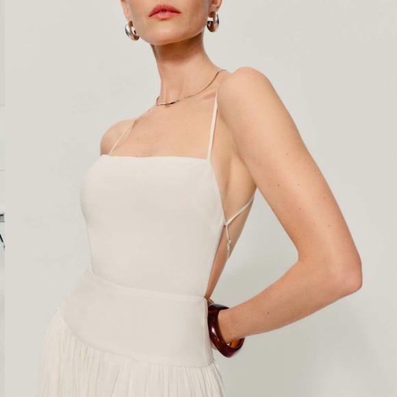 lilou ivory ruffle hem dress from house of cb HOUSE OF CB Lilou Ivory Ruffle Hem Dress – Luxe by Kan main image 1